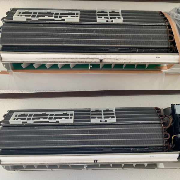 横浜市栄区で、天然成分の洗剤を使った 室内機+室外機のクリーニングです☆